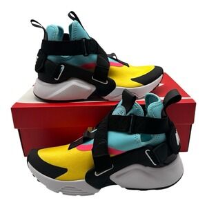 Nike Air Huarache City GS Shoes Youth‎ 6.5 Womens 8 Tour Yellow/Black Sneakers